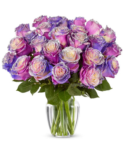 Purple Pastel Glitter Roses